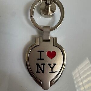 I Love NY Silver Heart Locket Keychain Photo Frame Souvenir NYC Keychain